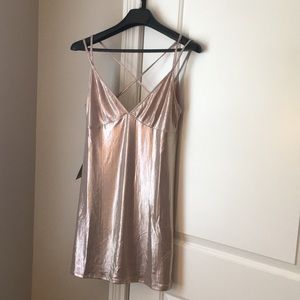 Bebe X Naven Shiny Gold Slip Dress